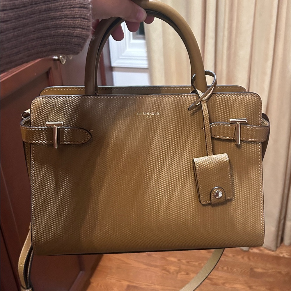 Le Tanneur Tan Grained Leather Handbag Medium - Picture 2 of 10